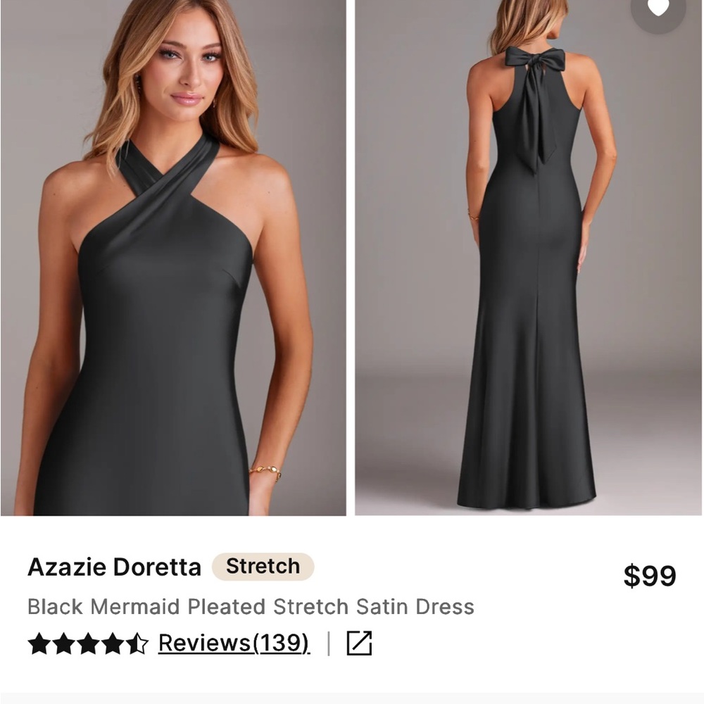 Azazie Doretta Charcoal Backless Gown